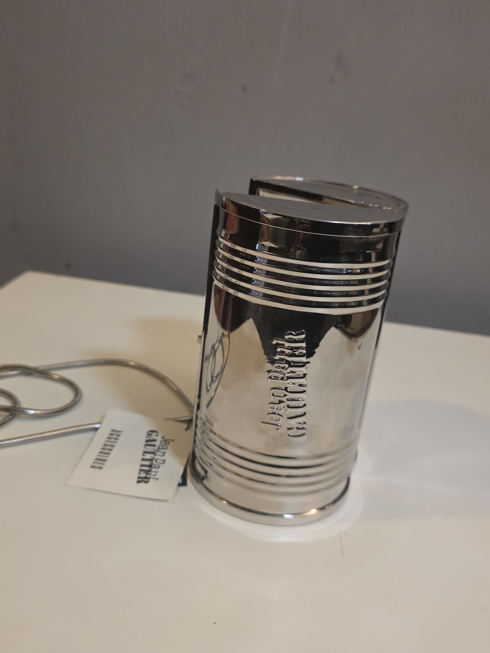 Jean Paul Gaultier Silver Metallic Canister Crossbody